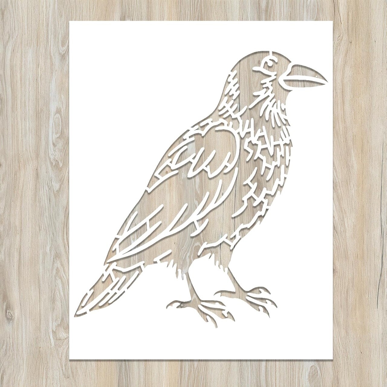 Crow Raven Stencil Template - Reusable Gothic Birds Horror Bird Inspirational Graffiti Stencils for Painting on Wood, Glass, Wall, Rock, Walls, Canvas, Glassware, Spray Painting (7 x 9)